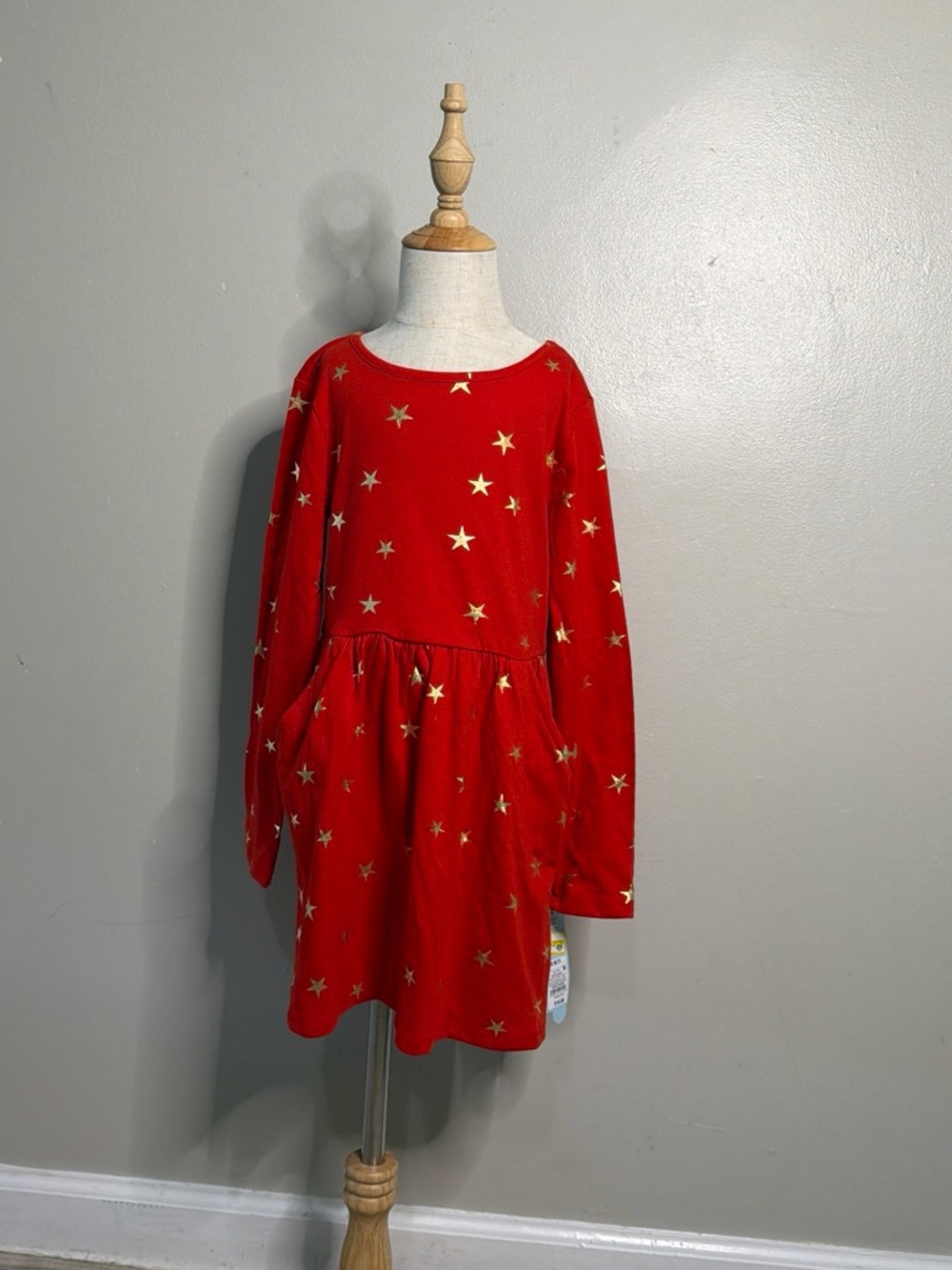 Cat & Jack Red dress  with Gold Star Accents
